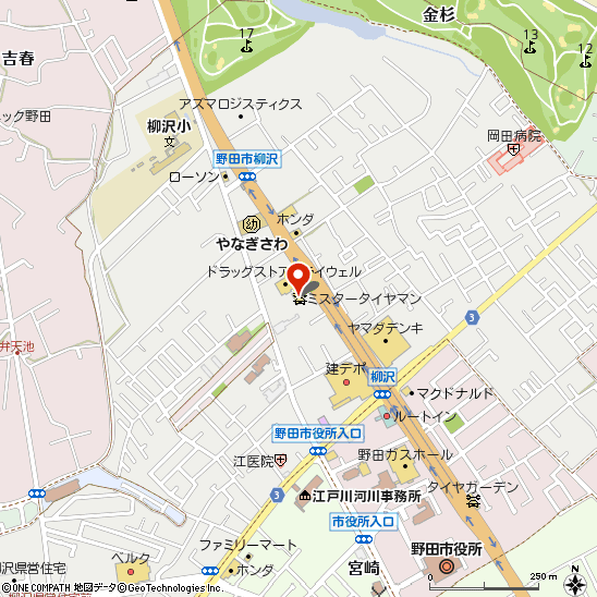 ミスタータイヤマン野田付近の地図